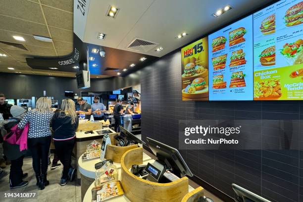 View of the McDonald's restaurant in Jaworzno, Poland on January 21, 2024.