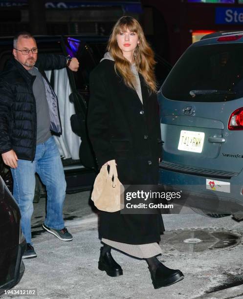 Taylor Swift is seen on January 18, 2024 in New York City.