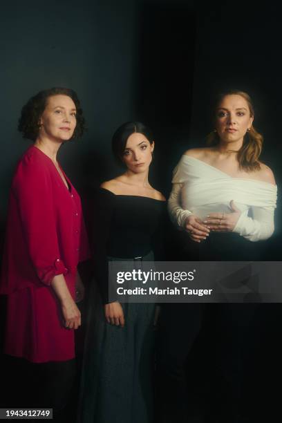 Jessica Reynolds, Simone Kirby and Fionnuala Flaherty of 'Kneecap' are photographed for Los Angeles Times on January 20, 2024 at the LA Times Studio...