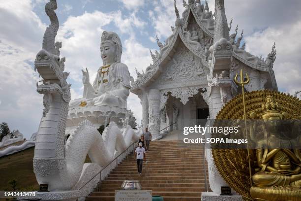 View of "Wat Huay Pla Kang" and Guanyin. The "Wat Huay Pla Kang", also known as "Big Buddha of Chiang Rai", is well known for its enormous white...