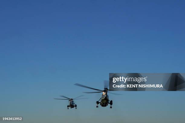 Marine One , carrying US President Joe Biden and US First Lady Jill Biden, takes off from Delaware Air National Guard Base in New Castle, Delaware,...