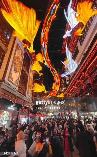 Tourists visit the Lantern Festival of the Chinese New Year of the Dragon at Yu Garden in Shanghai, China, Jan 21, 2024.