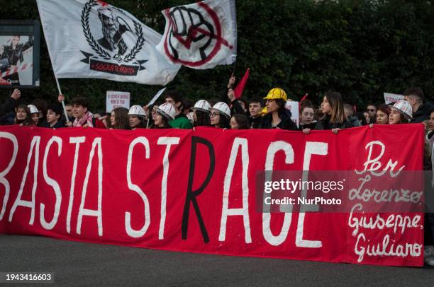 Students are protesting in Rome, Italy, on January 21 in remembrance of the students who have died in the Alternanza Scuola-Lavoro program and...