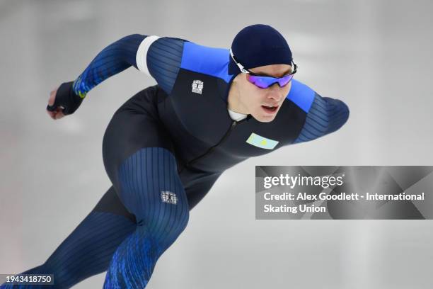 Artur Galiyev of Kazakhstan competes in the men's 1000 meter final during the ISU Four Continents Speed Skating Championships at Utah Olympic Oval on...