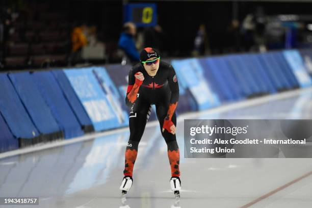 Yankun Zhao of Canada competes in the men's 1000 meter final during the ISU Four Continents Speed Skating Championships at Utah Olympic Oval on...