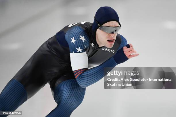 William Gebauer of the United States competes in the men's 1000 meter final during the ISU Four Continents Speed Skating Championships at Utah...