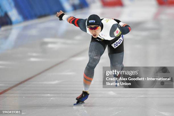 Tatsuya Shinhama of Japan competes in the women's 1000 meter final during the ISU Four Continents Speed Skating Championships at Utah Olympic Oval on...