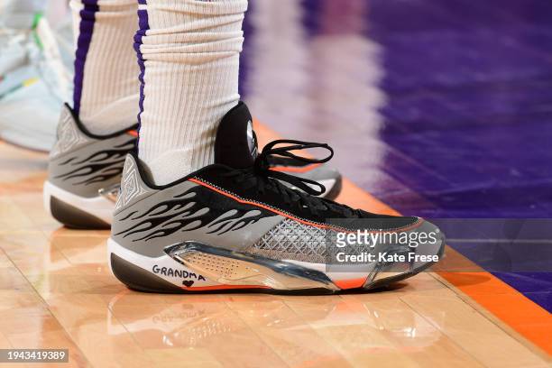 The sneakers worn by Bradley Beal of the Phoenix Suns during the game against the Indiana Pacers on January 21, 2024 at Footprint Center in Phoenix,...