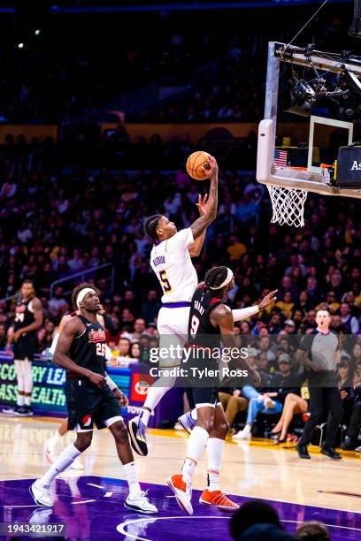 Cam Reddish of the Los Angeles Lakers goes to the basket during the game on January 21, 2024 at Crypto.Com Arena in Los Angeles, California. NOTE TO...