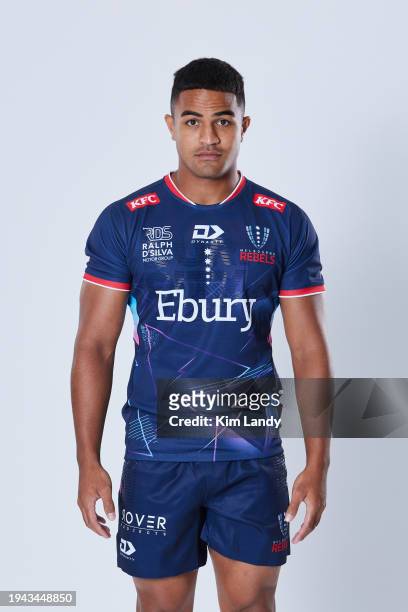 Lukas Ripley during a Melbourne Rebels 2024 Super Rugby Headshots Session on January 17, 2024 in Melbourne, Australia.
