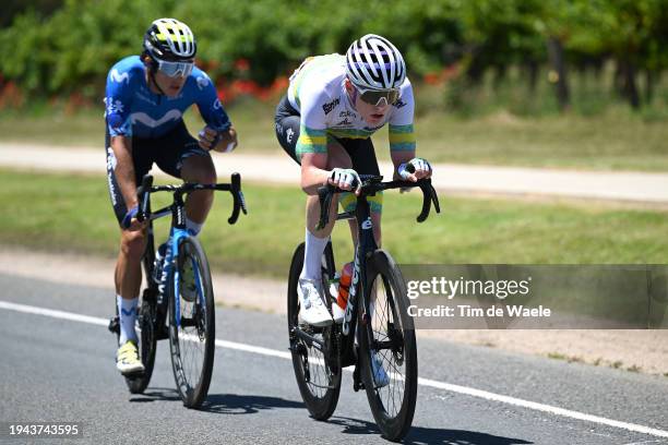 Vinicius Rangel Costa of Brazil and Movistar Team and Jackson Medway of Australia and Australian National Team compete in the breakaway during the...