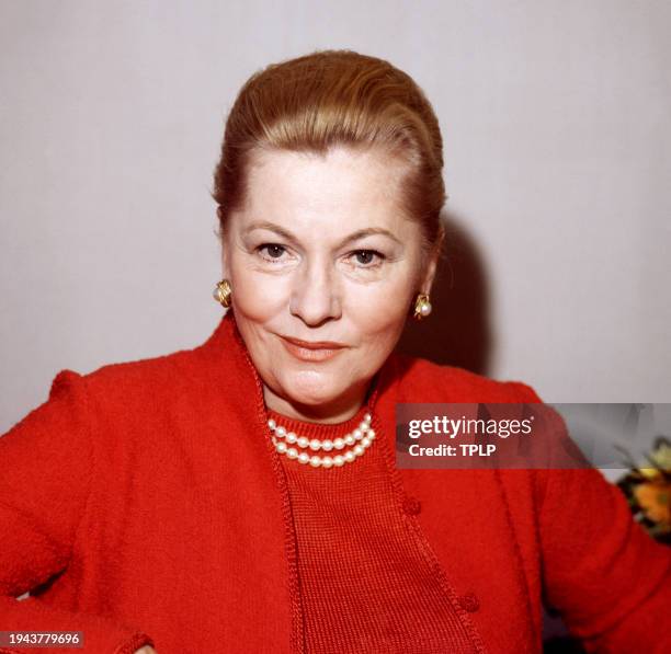 English American actress Joan Fontaine poses for a portrait in London, England, October 31, 1978.