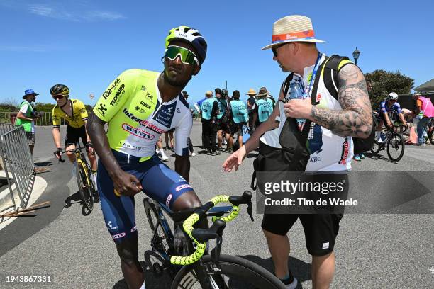 Biniam Girmay Hailu of Eritrea and Team Intermarche - Wanty reacts after the 24th Santos Tour Down Under 2024, Stage 4 a 136.2km stage from Murray...