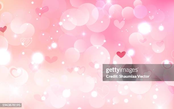 valentine's day card with cute hearts icon symbol - pink heart bokeh stock illustrations