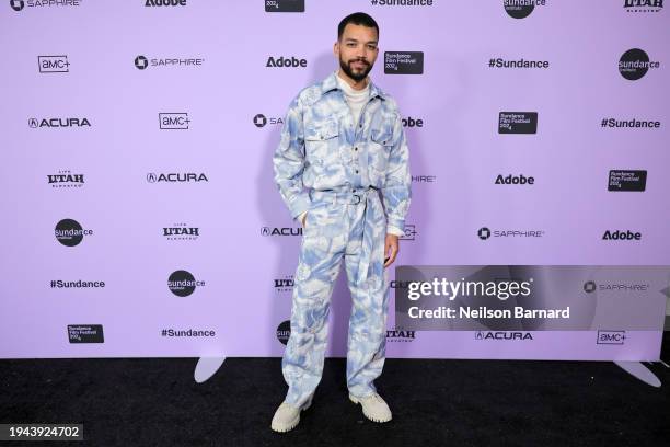 Justice Smith attends the "I Saw The TV Glow" Premiere during the 2024 Sundance Film Festival at Library Center Theatre on January 18, 2024 in Park...