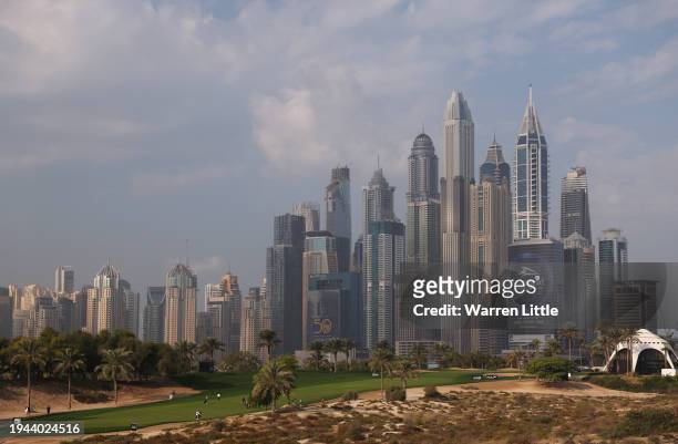 General view as competitors play the 8th hole during Round Two of the Hero Dubai Desert Classic at Emirates Golf Club on January 19, 2024 in Dubai,...