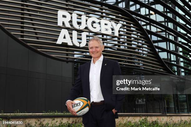 New Wallabies Head Coach Joe Schmidt poses during a Rugby Australia media opportunity at Allianz Stadium on January 19, 2024 in Sydney, Australia.
