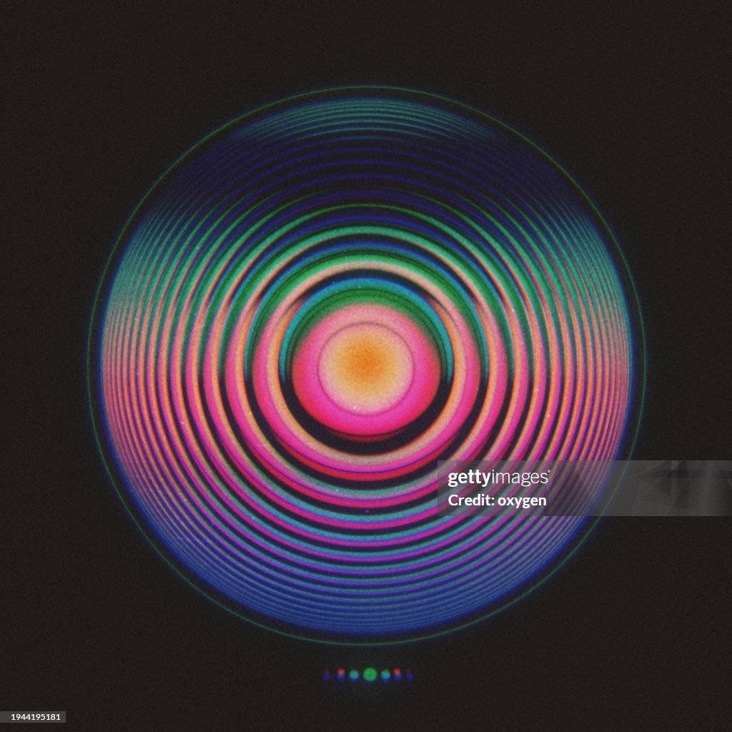 Swirl Spiral Abstract Red Green Motion Speed Blured Shape Hypnosis Vintage retro Spiritual on Black Background. Retro Music Vinyl Poster, Cover Magazine