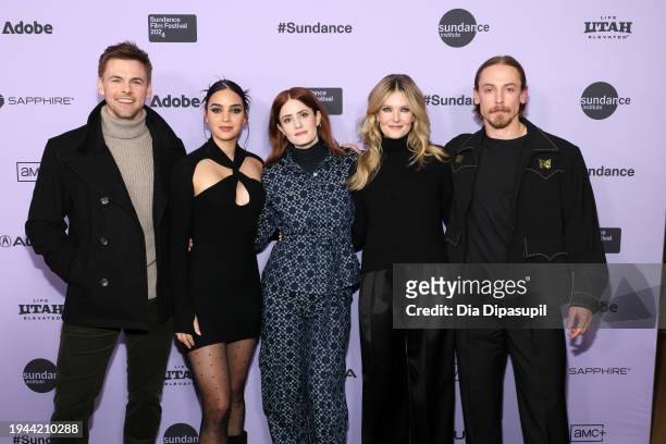 Tommy Dewey, Melissa Barrera, Kayla Foster, Meghann Fahy, and Edmund Donovan attend the "Your Monster" Premiere during the 2024 Sundance Film...