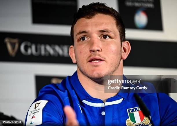 Dublin , Ireland - 22 January 2024; Italy captain Michele Lamaro during the launch of the Guinness Six Nations Rugby Championship at the Guinness...