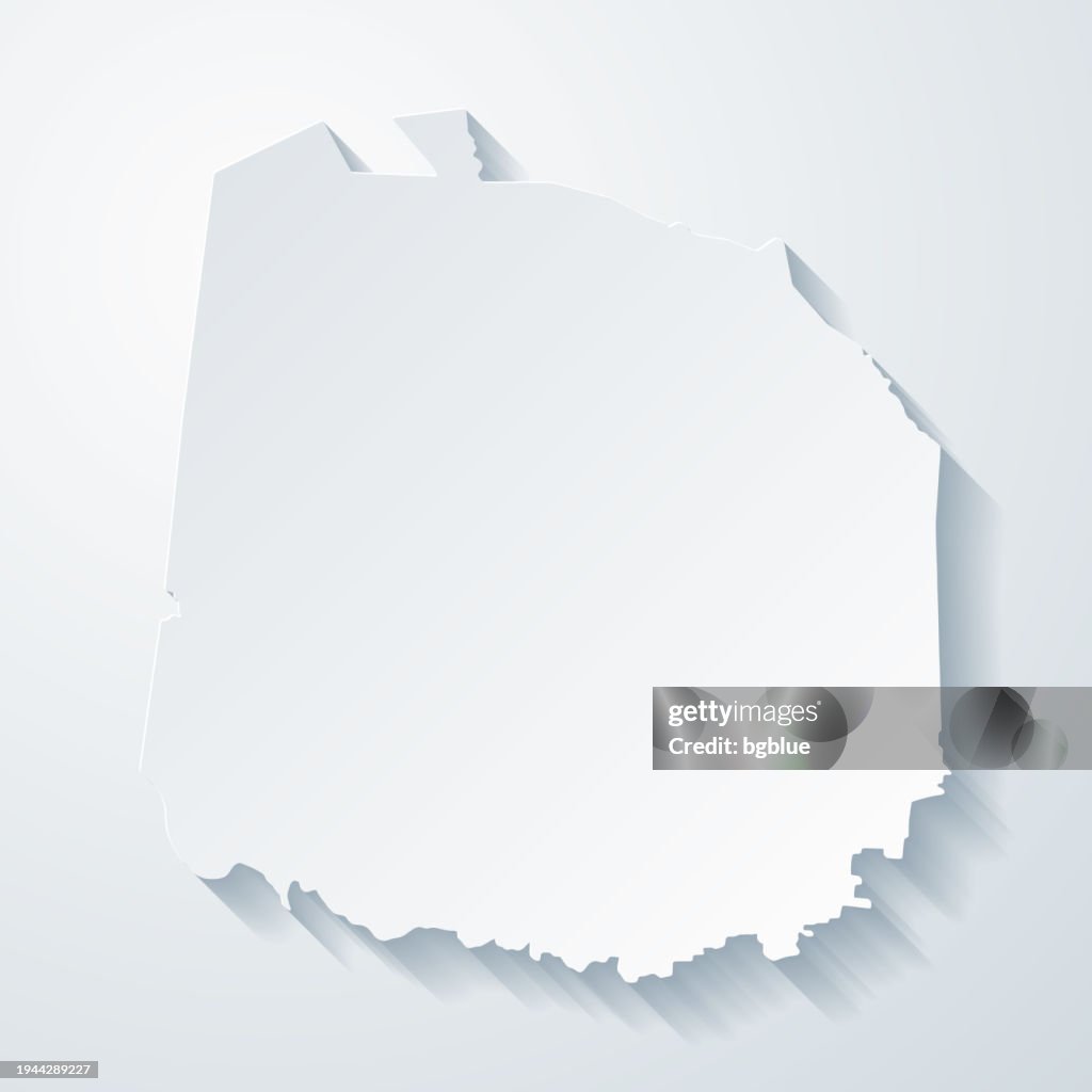 Jackson County, Tennessee. Map with paper cut effect on blank background