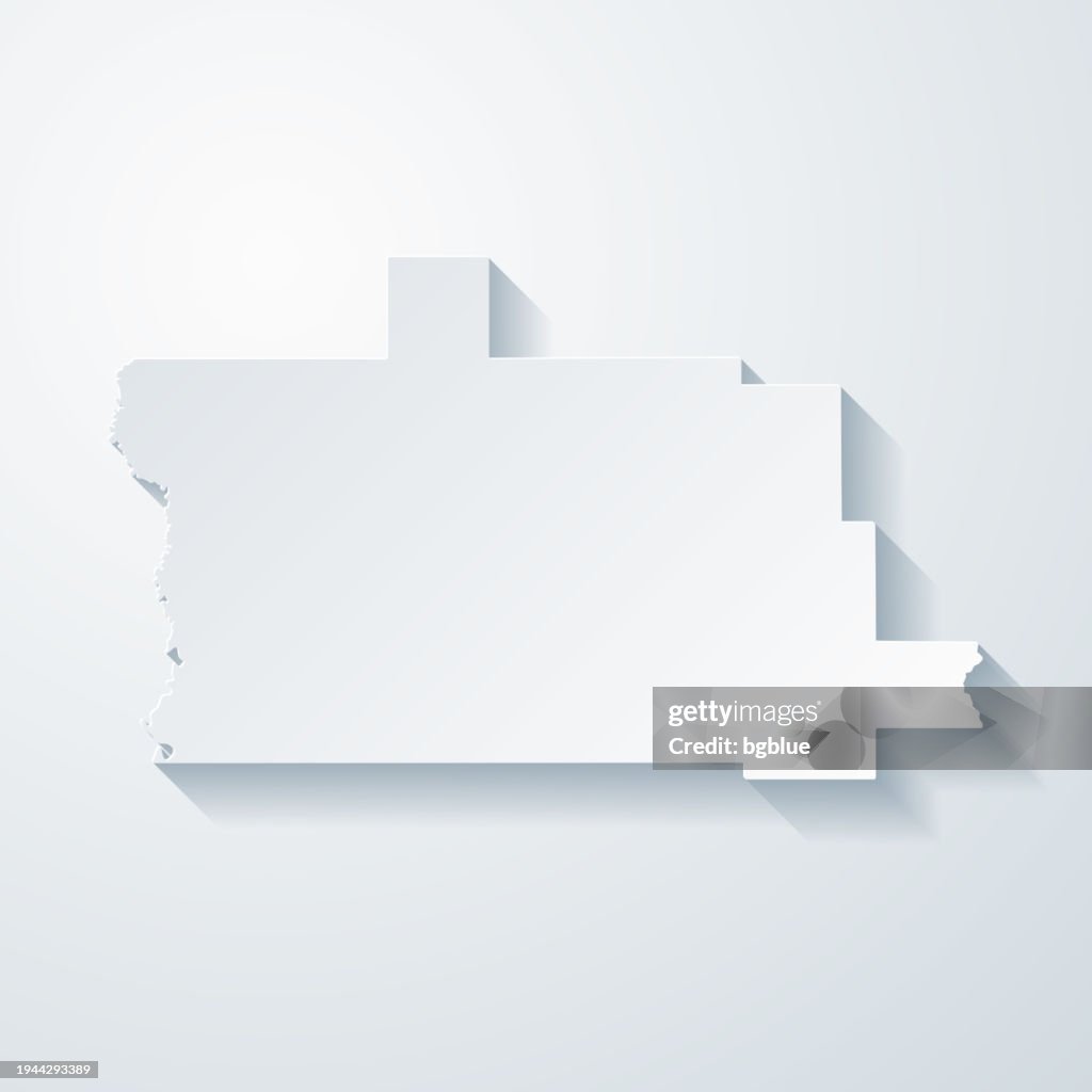 Calcasieu Parish, Louisiana. Map with paper cut effect on blank background
