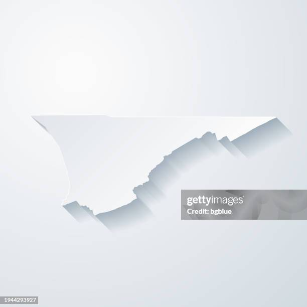 hancock county, tennessee. map with paper cut effect on blank background - hancock county 幅插畫檔、美工圖案、卡通及圖標