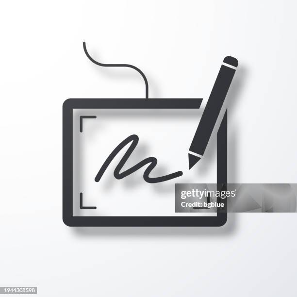 stockillustraties, clipart, cartoons en iconen met electronic signature. icon with shadow on white background - digital signature