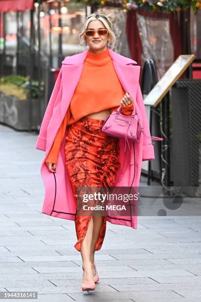 Ashley Roberts is seen leaving Global Studios on January 22, 2024 in London, United Kingdom.