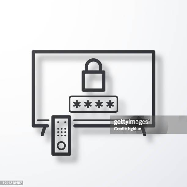 bildbanksillustrationer, clip art samt tecknat material och ikoner med tv with password. line icon with shadow on white background - säkerhetskod