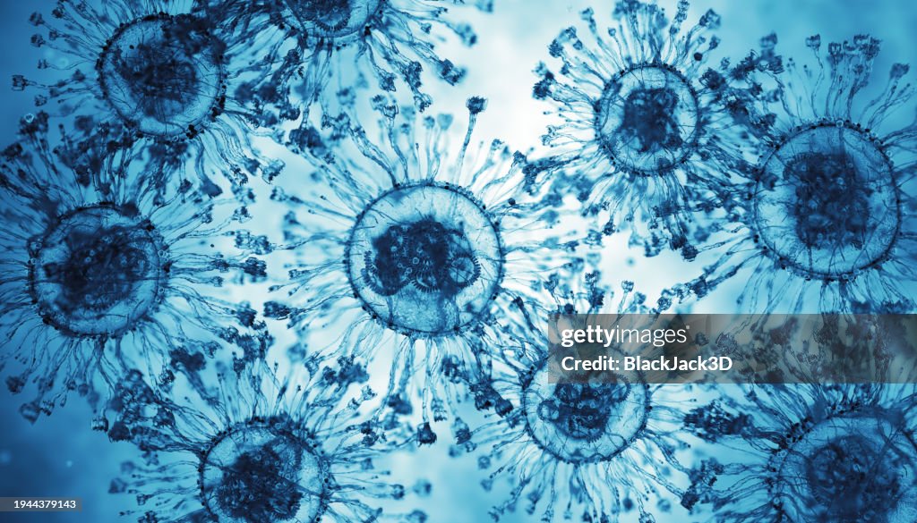 Virus Disease X Cells. Microscope Slide