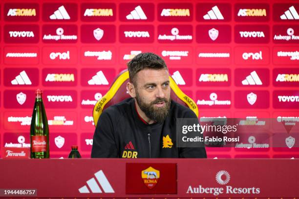 Daniele De Rossi attends the first press conference as AS Roma coach at Centro Sportivo Fulvio Bernardini on January 19, 2024 in Rome, Italy.