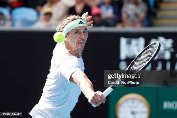 Alexander Zverev of Germany and Cameron Norrie of Great Britain are playing in their round four singles match on day 9 of the 2024 Australian Open at...