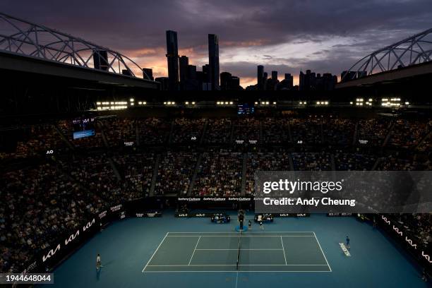 General view of Rod Laver Arena during their round three singles match between Novak Djokovic of Serbia and Tomas Martin Etcheverry of Argentina...