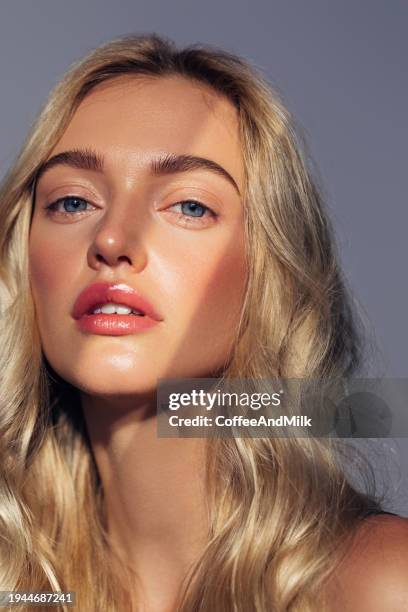 portrait of young girl with beautiful skin and make-up - woman fashion model stock pictures, royalty-free photos & images