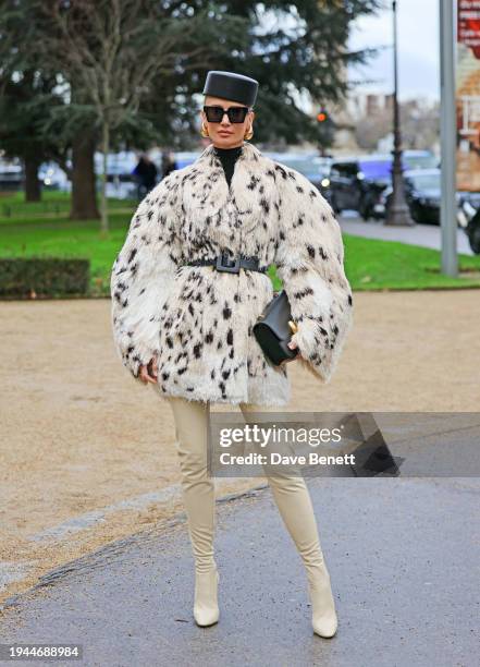 Street Style with Tatiana Korsakova at the Schiaparelli show during Paris Fashion Week on January 22, 2024 in Paris, France.