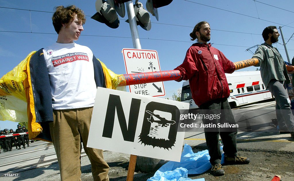 Protester Block Entrance To Lockheed Martin
