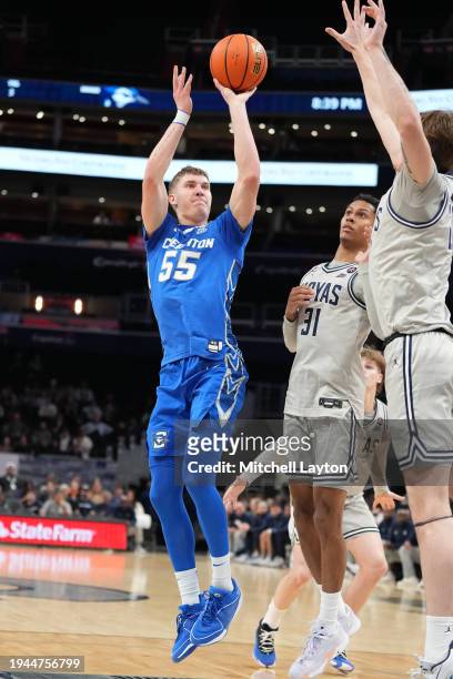 Baylor Scheierman of the Creighton Bluejays takes a jump shot during a college basketball game against the Georgetown Hoyas at the Capital One Arena...