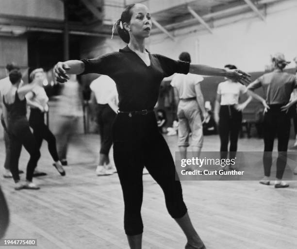 American ballerina Janet Collins during Metropolitan Opera Ballet rehearsals at the Metropolitan Opera House in Midtown Manhattan, New York City, New...