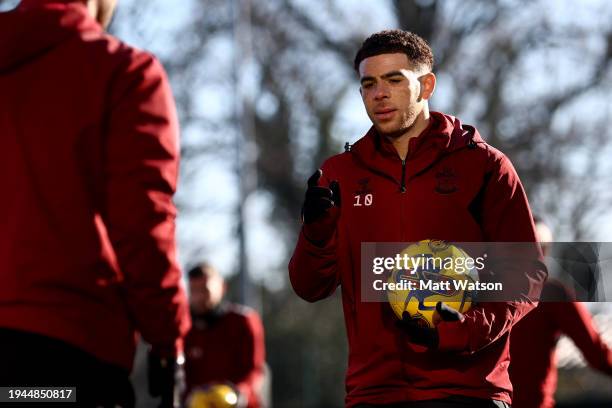 Che Adams during a Southampton FC training session at Staplewood Complex on January 19, 2024 in Southampton, England.