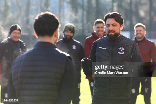 Southampton manager Russell Martin during a Southampton FC training session at Staplewood Complex on January 19, 2024 in Southampton, England.