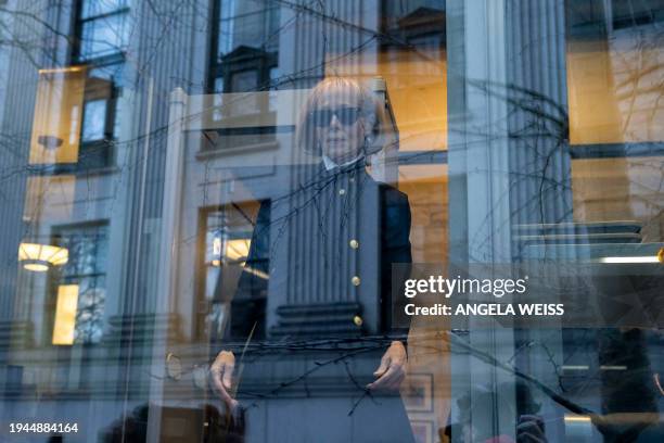 Jean Carroll arrives for her civil defamation trial against former US President Donald Trump at Manhattan Federal Court in New York City on January...