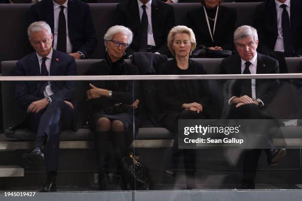 French Economy Minister Bruno Le Maire, ECB President Christine Lagarde, President of the European Commission Ursula von der Leyen and International...