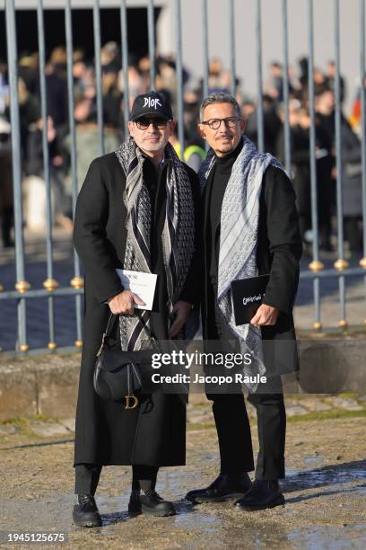 Alessandro Maria Ferreri and Marco Bonaldo attend the Dior Homme Menswear Fall/Winter 2024-2025 show as part of Paris Fashion Week on January 19,...