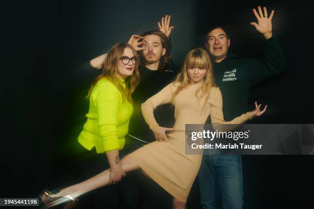 Mel Eslyn, Austin Abrams, Megan Stott and Mark Duplass of 'Penelope' are photographed for Los Angeles Times on January 21, 2024 at the LA Times...