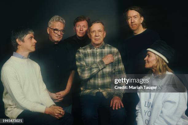 Danny Gabai, Mark Mothersbaugh, Gerald Casale, Bob Mothersbaugh, Chris Smith and Anita Greenspan of 'Devo' are photographed for Los Angeles Times on...