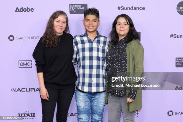 Fernanda Valadez, Juan Jesus Varela and Astrid Rondero attend the "Sujo" Premiere during the 2024 Sundance Film Festival at The Ray Theatre on...