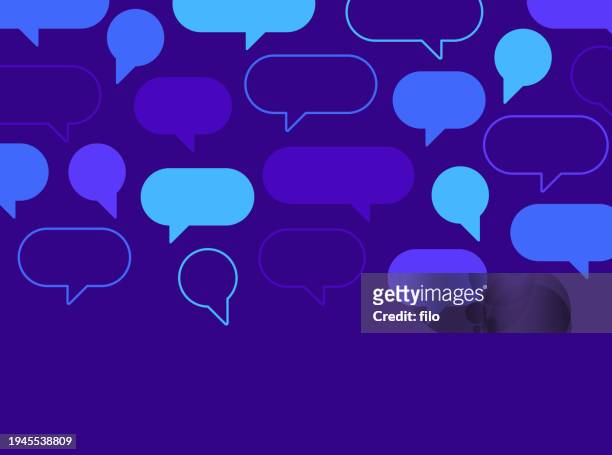 sprechblase sprechen chatten zitat kommunikation abstrakter hintergrund - sprechblase für internetchat stock-grafiken, -clipart, -cartoons und -symbole