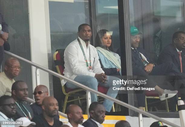 Samuel Eto of Cameroon during the TotalEnergies CAF Africa Cup of Nations group stage match between Senegal and Cameroon at Stade Charles Konan Banny...