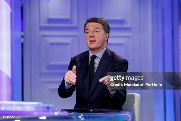 Italian senator Matteo Renzi guest of the television program Porta a Porta. Rome , January 17th, 2024